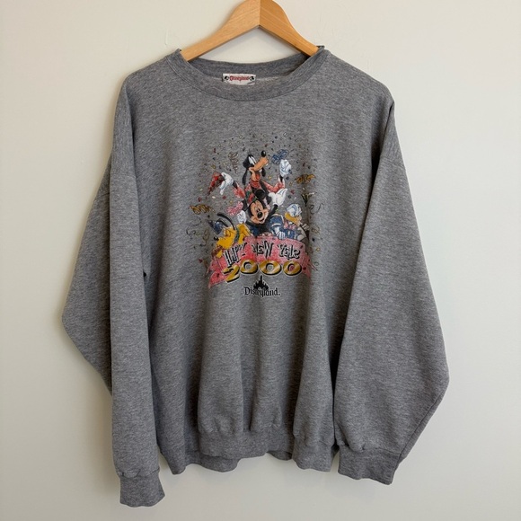 Disney Other - Vintage Y2K Heather Gray Disneyland New Year 2000 Crew Neck Sweatshirt Size L/XL